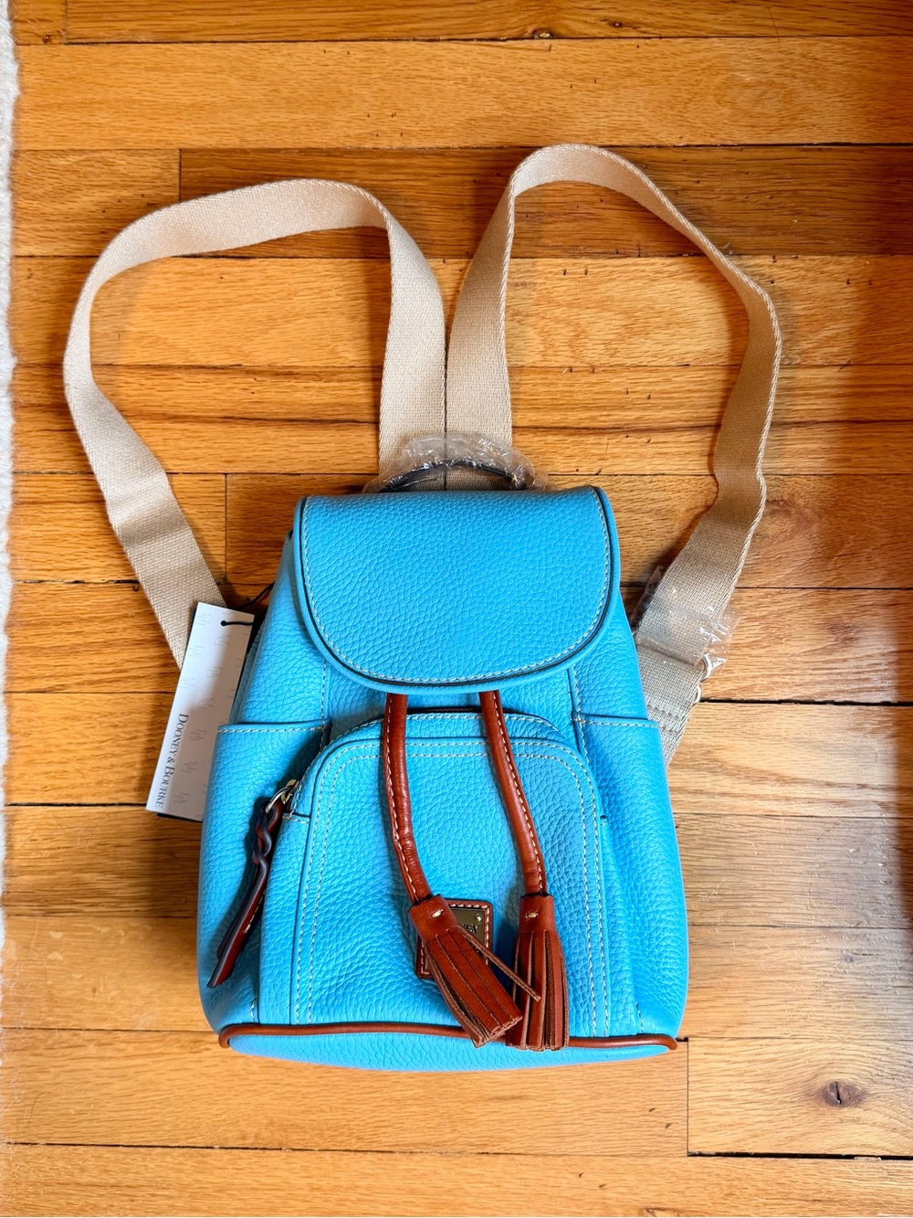 NWT Dooney & Bourke Pebble Grain Sky Blue Small Murphy Backpack.